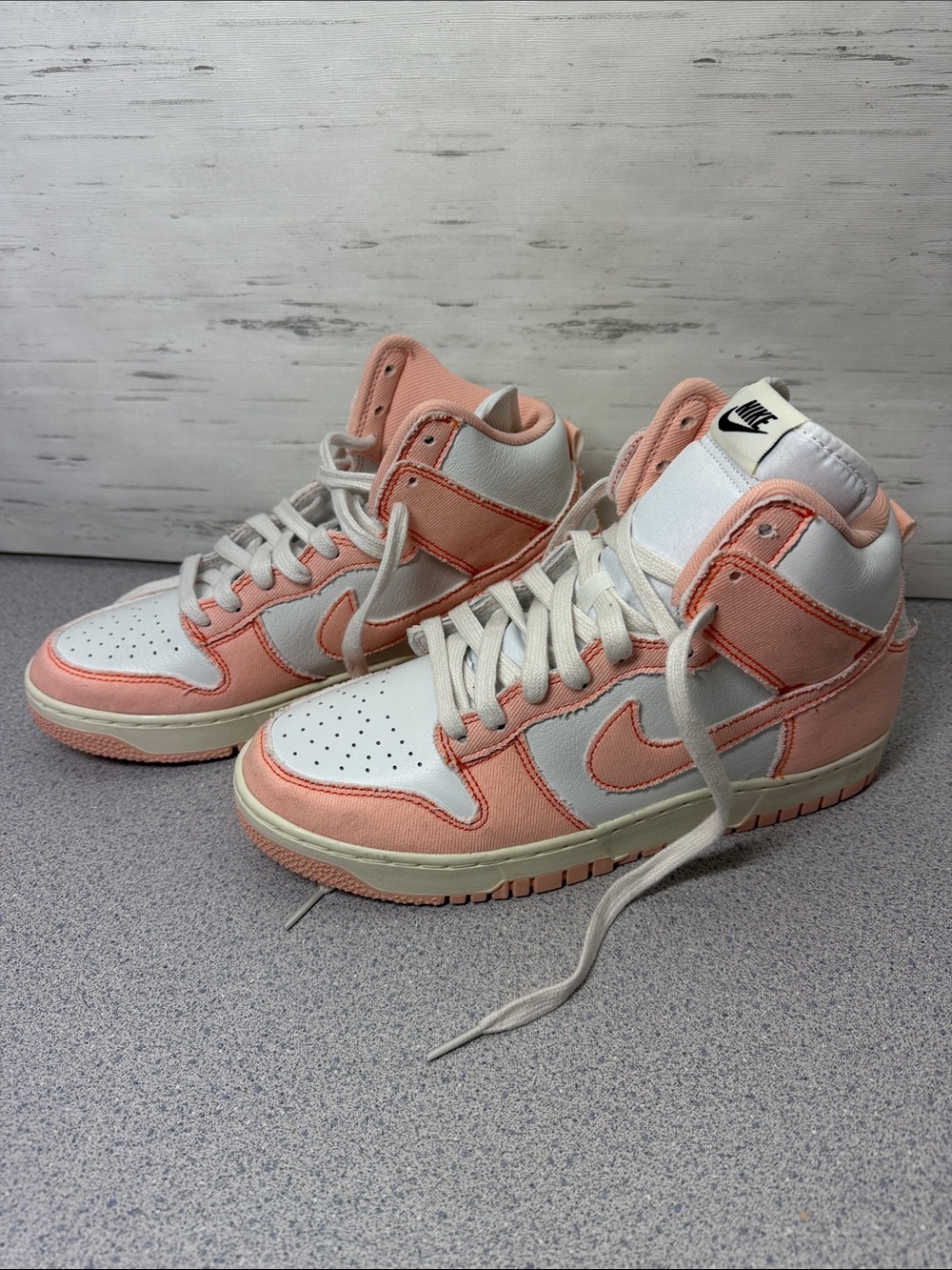 Nike Women's High-Top Sneakers in Peach and White - Picture 3 of 10